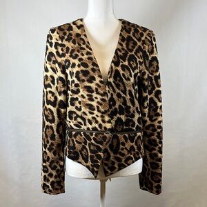Muse for Boston Proper Leopard Print Jacket Women’s Size 12 Fully Lined